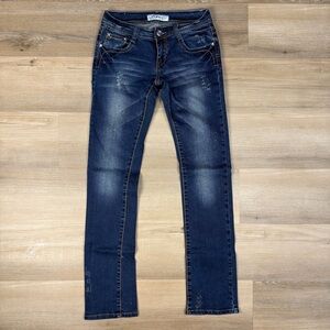 Liuce's Jeans Jeweled Low Rise Straight Leg Denim, Size 3
